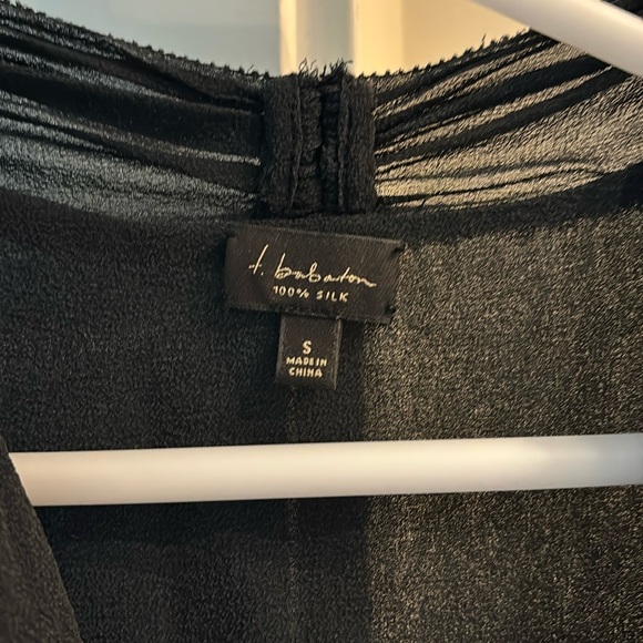 Aritzia Babaton Black Silk Blouse Sheer Ruffle Top, Size S - Picture 3 of 4